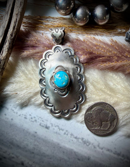 Concho Pendant with Sonoran Rose Stone