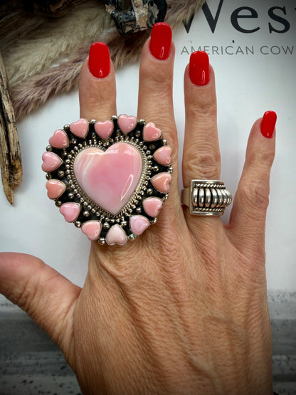 Pink Conch Queen of Hearts Ring- adjustable