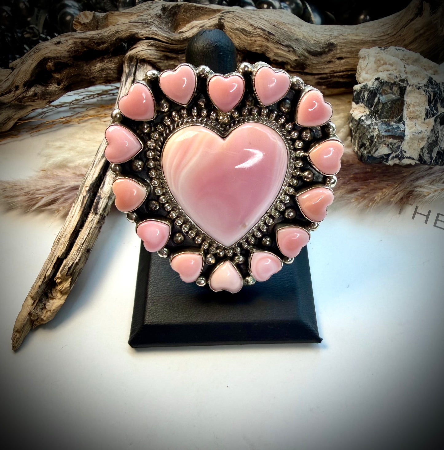 Pink Conch Queen of Hearts Ring- adjustable