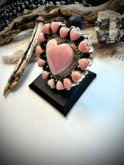 Pink Conch Queen of Hearts Ring- adjustable