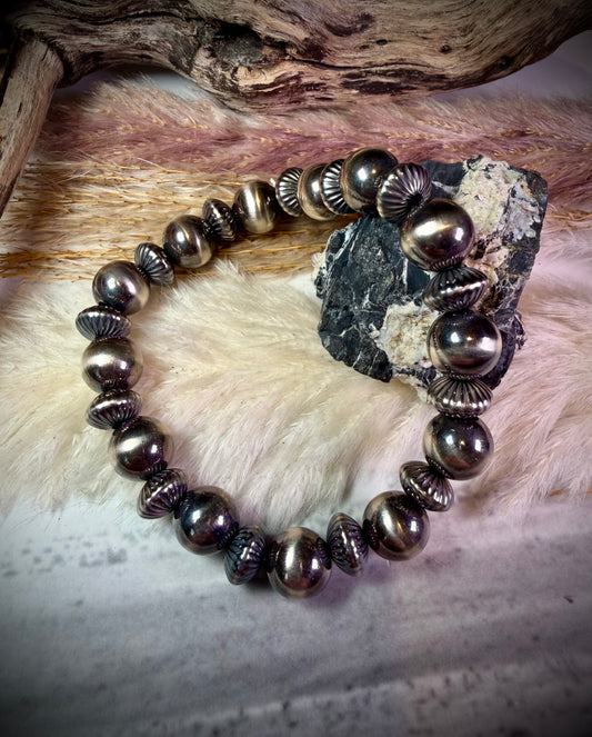 10 mm Sterling Pearls & Pumpkin Pearl Stretch Bracelets