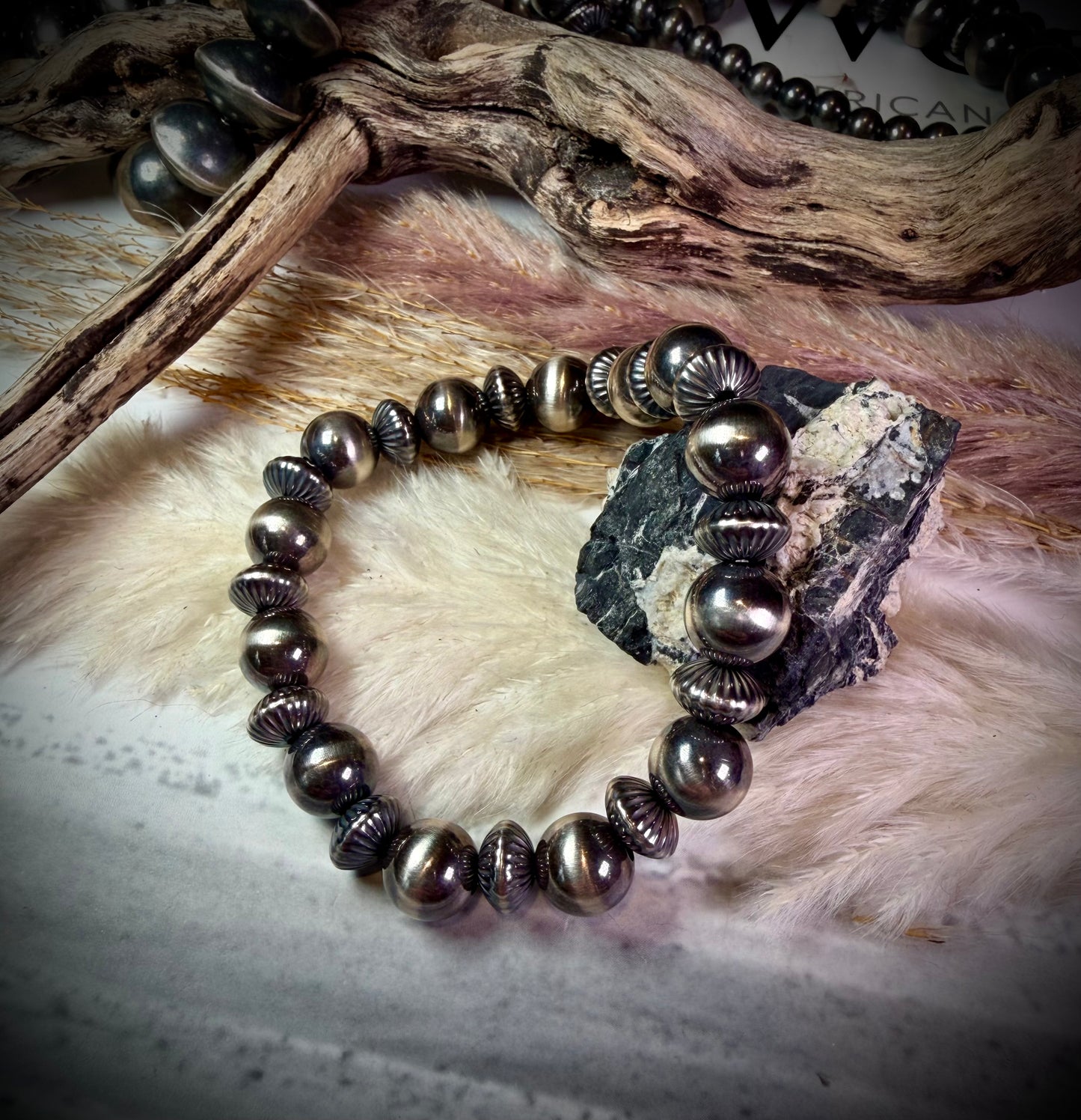 10 mm Sterling Pearls & Pumpkin Pearl Stretch Bracelets