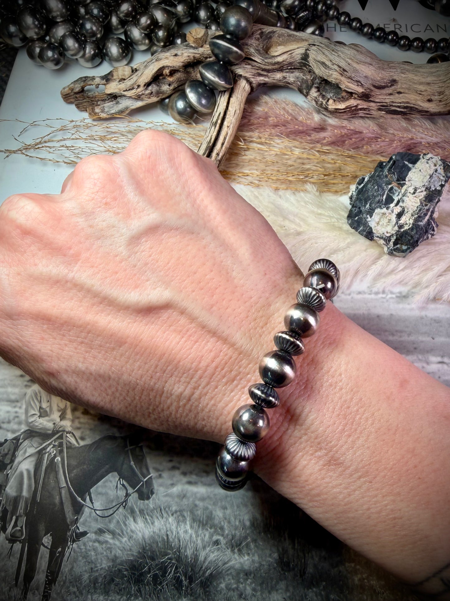 10 mm Sterling Pearls & Pumpkin Pearl Stretch Bracelets