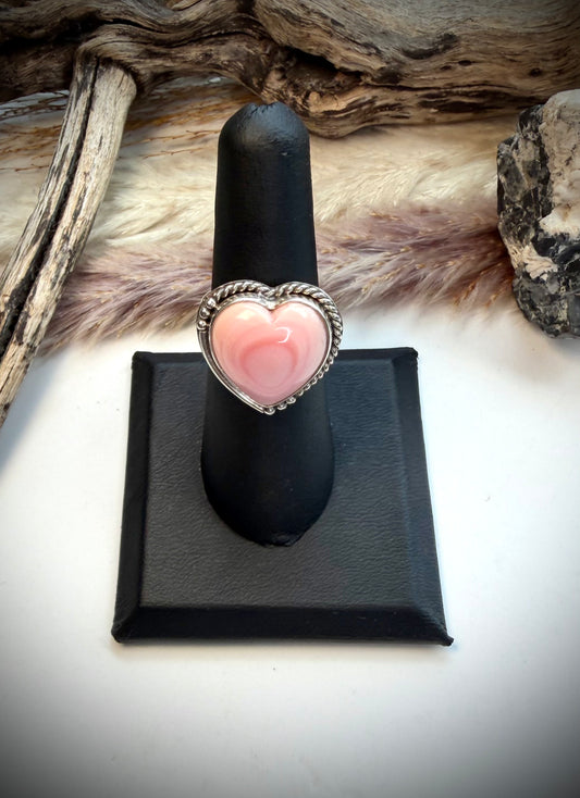 Pink Conch Heart Ring- size 7