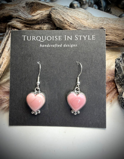 Pink Conch Heart Earrings