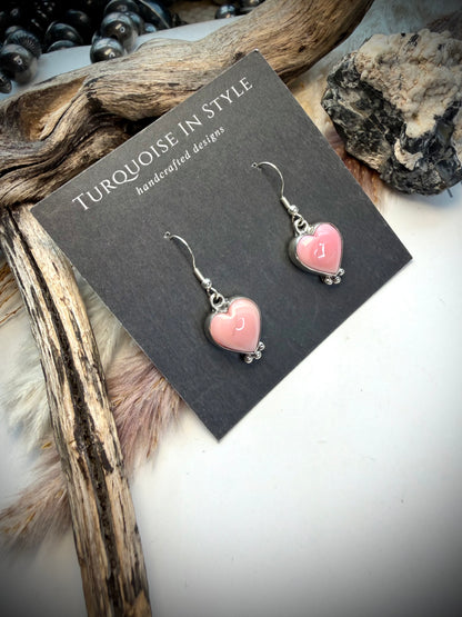 Pink Conch Heart Earrings