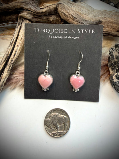 Pink Conch Heart Earrings