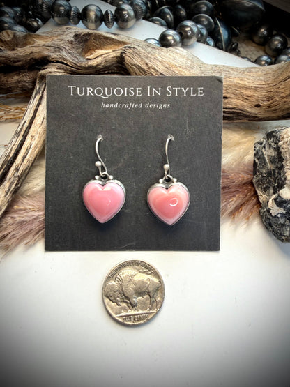Pink Conch Heart Earrings