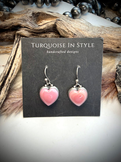Pink Conch Heart Earrings