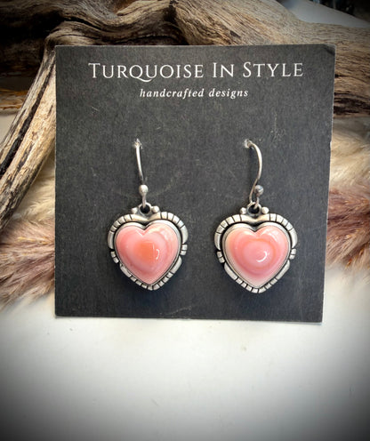 Pink Conch Heart Earrings