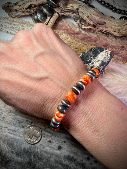 9 mm Sterling Saucer Pearl & Spiny Stretch Bracelets