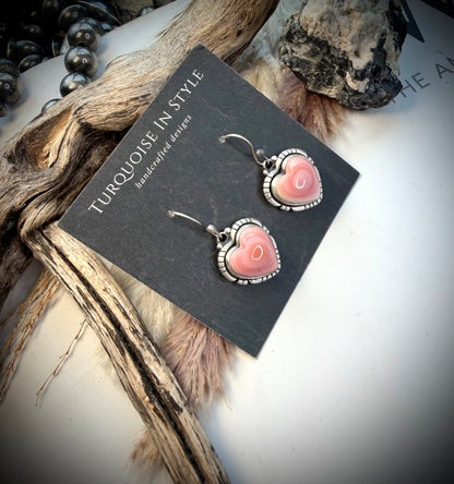 Pink Conch Heart Earrings