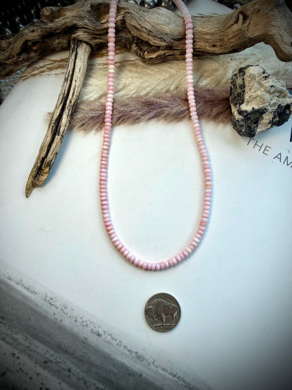 17" Pink Conch Rondelle Necklace