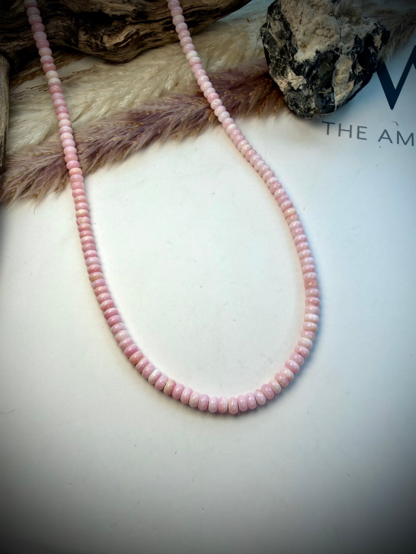 17" Pink Conch Rondelle Necklace