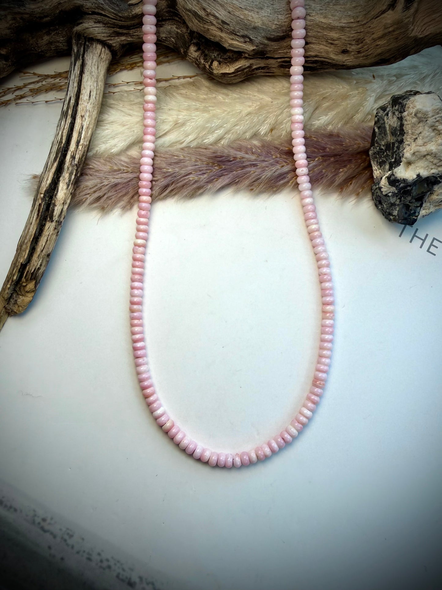 17" Pink Conch Rondelle Necklace