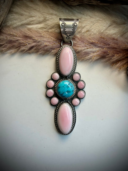 Pink Conch & Ithica Peak Pendant
