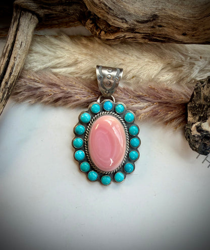 Pink Conch & Sleeping Beauty Pendant