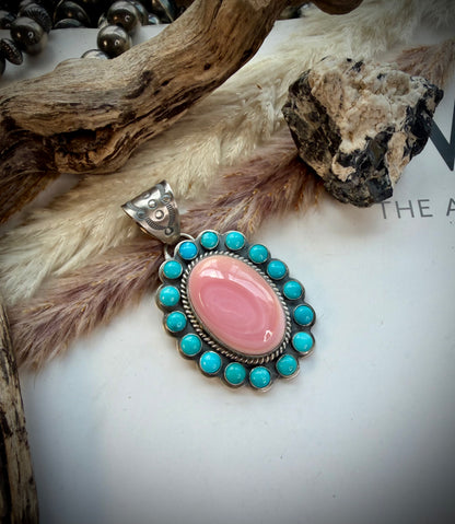 Pink Conch & Sleeping Beauty Pendant