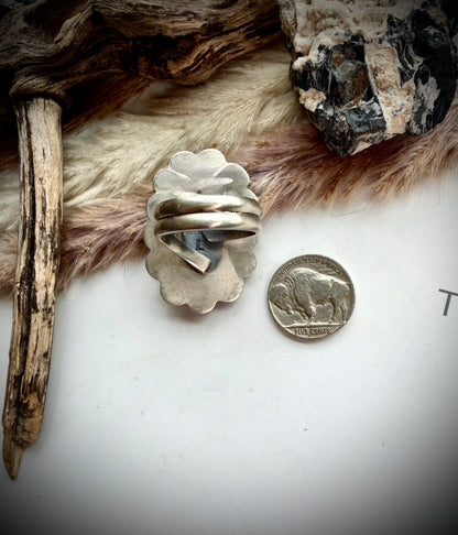 Jeff Largo Golden Hills & Pink Conch Ring- adjustable