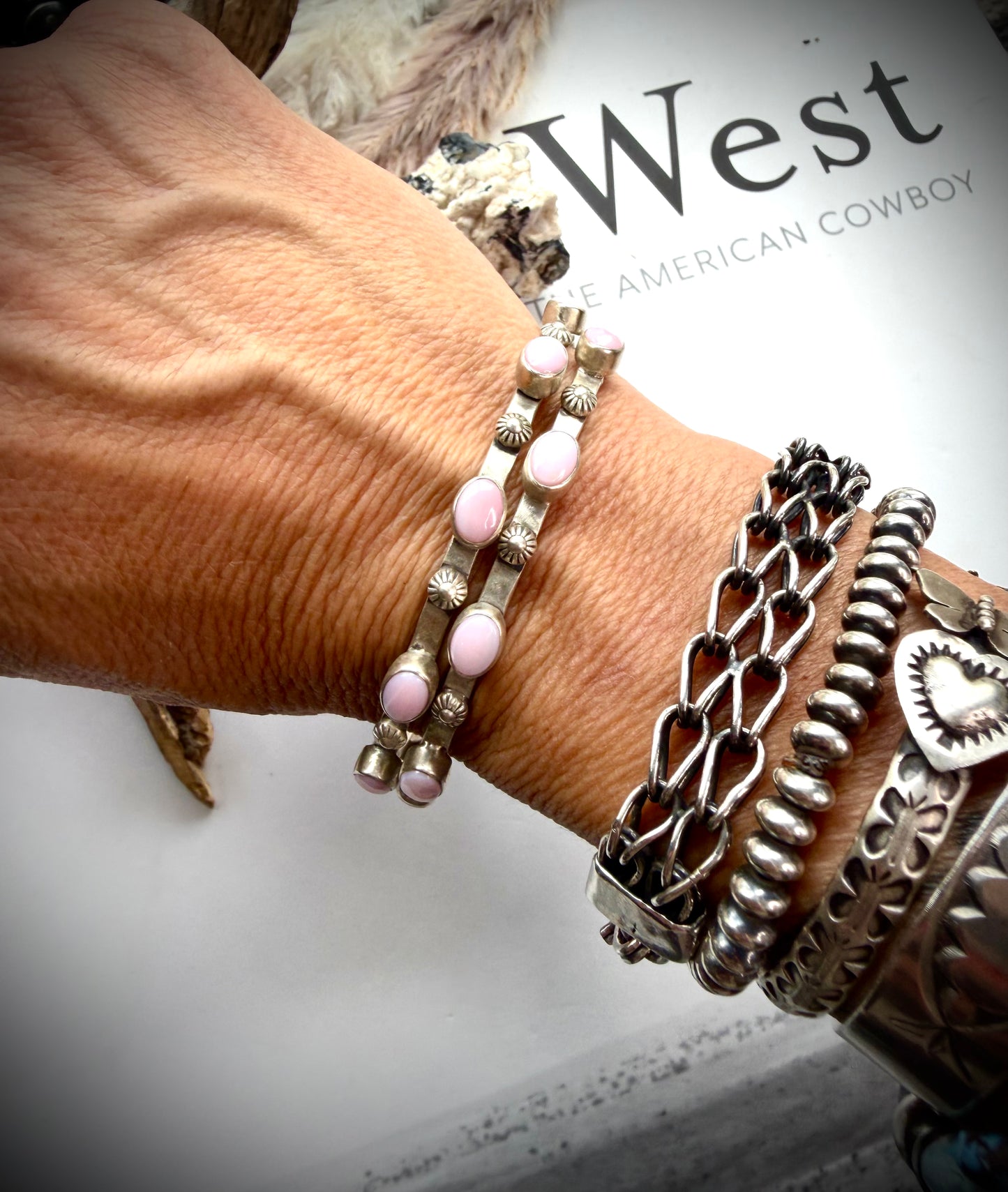 Pink Conch Bangle Bracelet