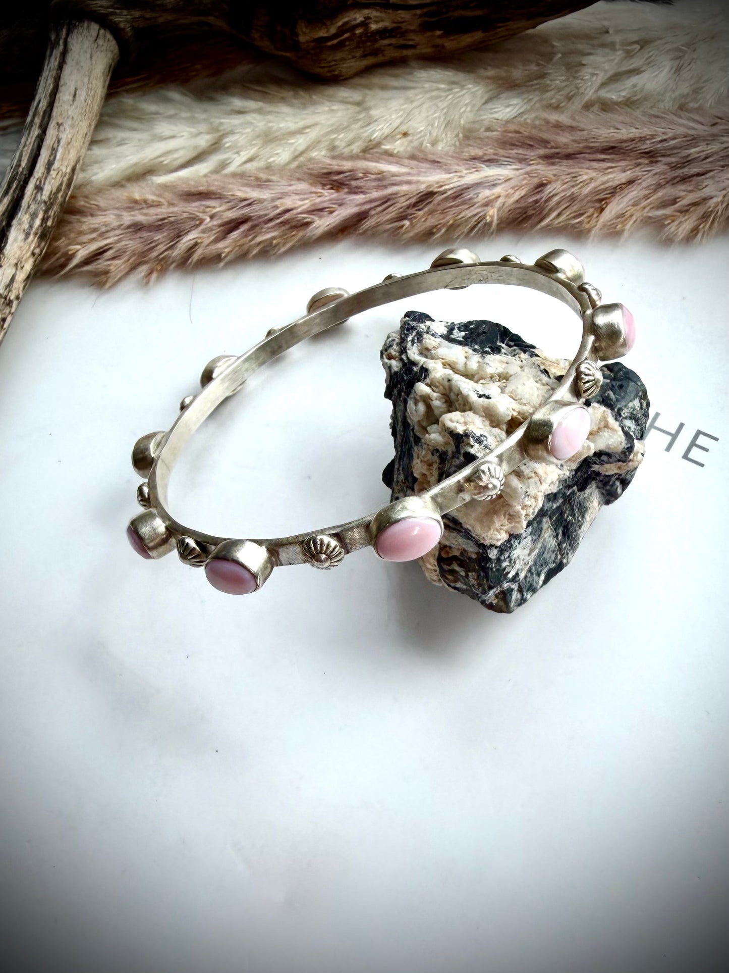 Pink Conch Bangle Bracelet