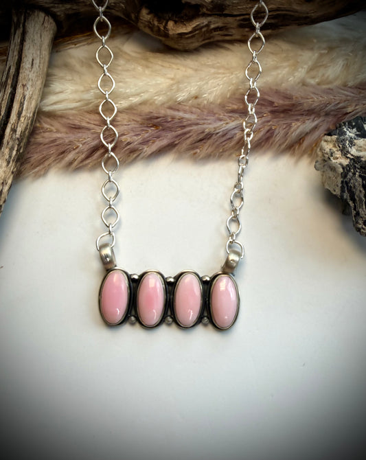 Pink Conch Bar Necklace