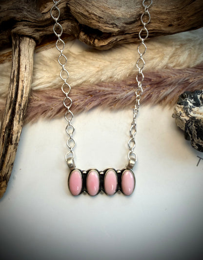 Pink Conch Bar Necklace