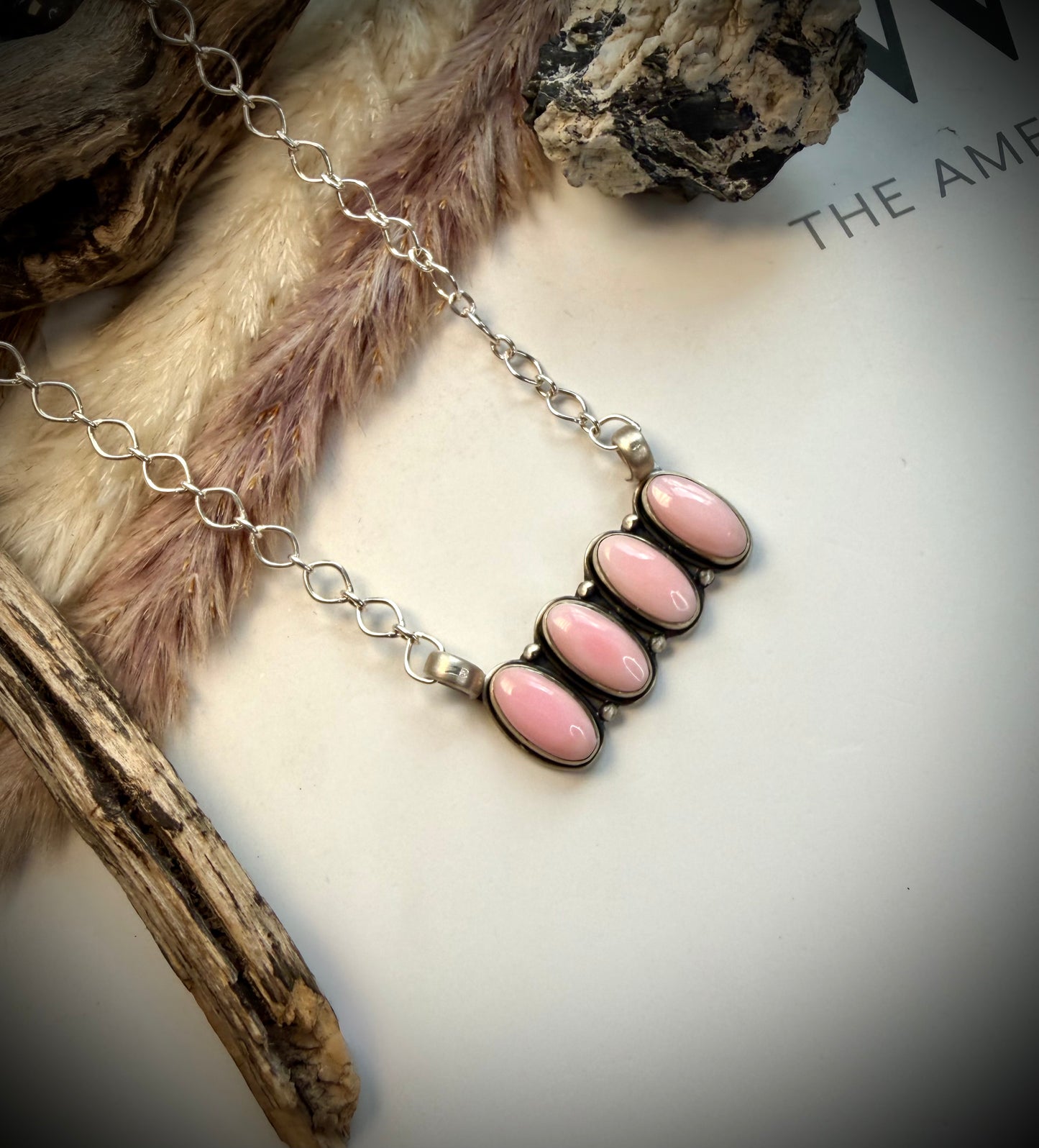 Pink Conch Bar Necklace