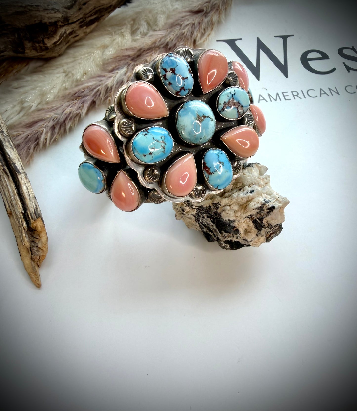 Gabby Pink Conch & Golden Hills Cuff