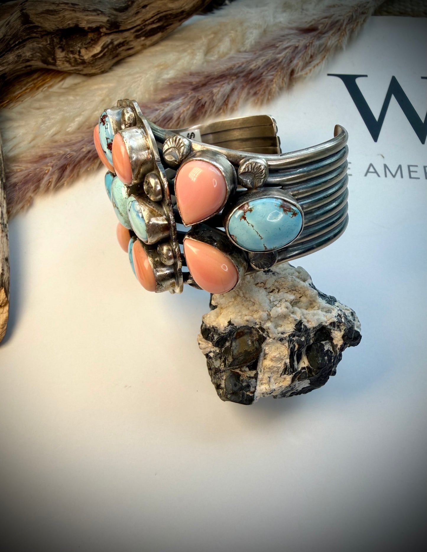 Gabby Pink Conch & Golden Hills Cuff