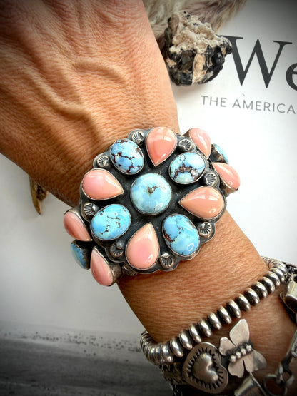 Gabby Pink Conch & Golden Hills Cuff