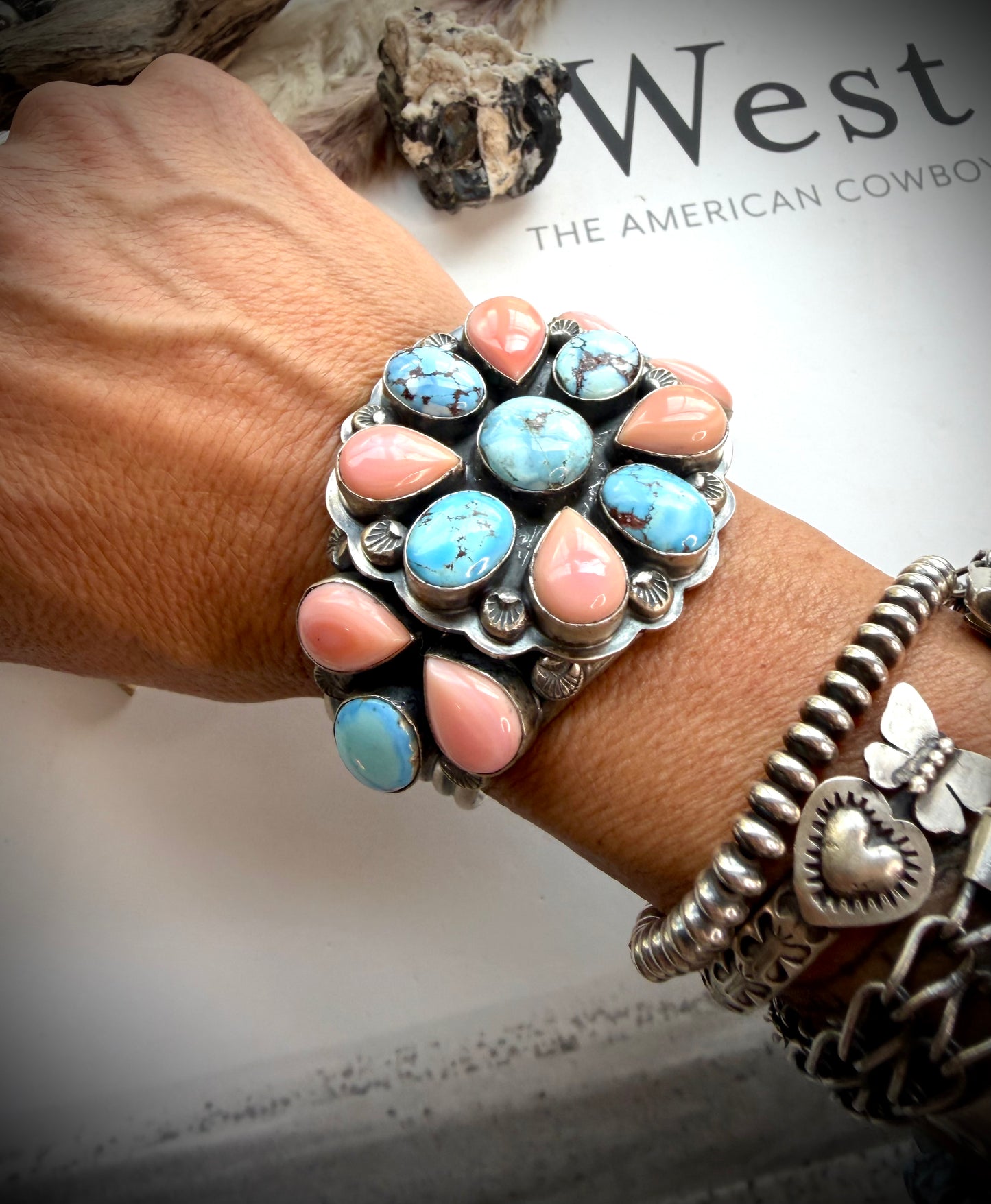 Gabby Pink Conch & Golden Hills Cuff