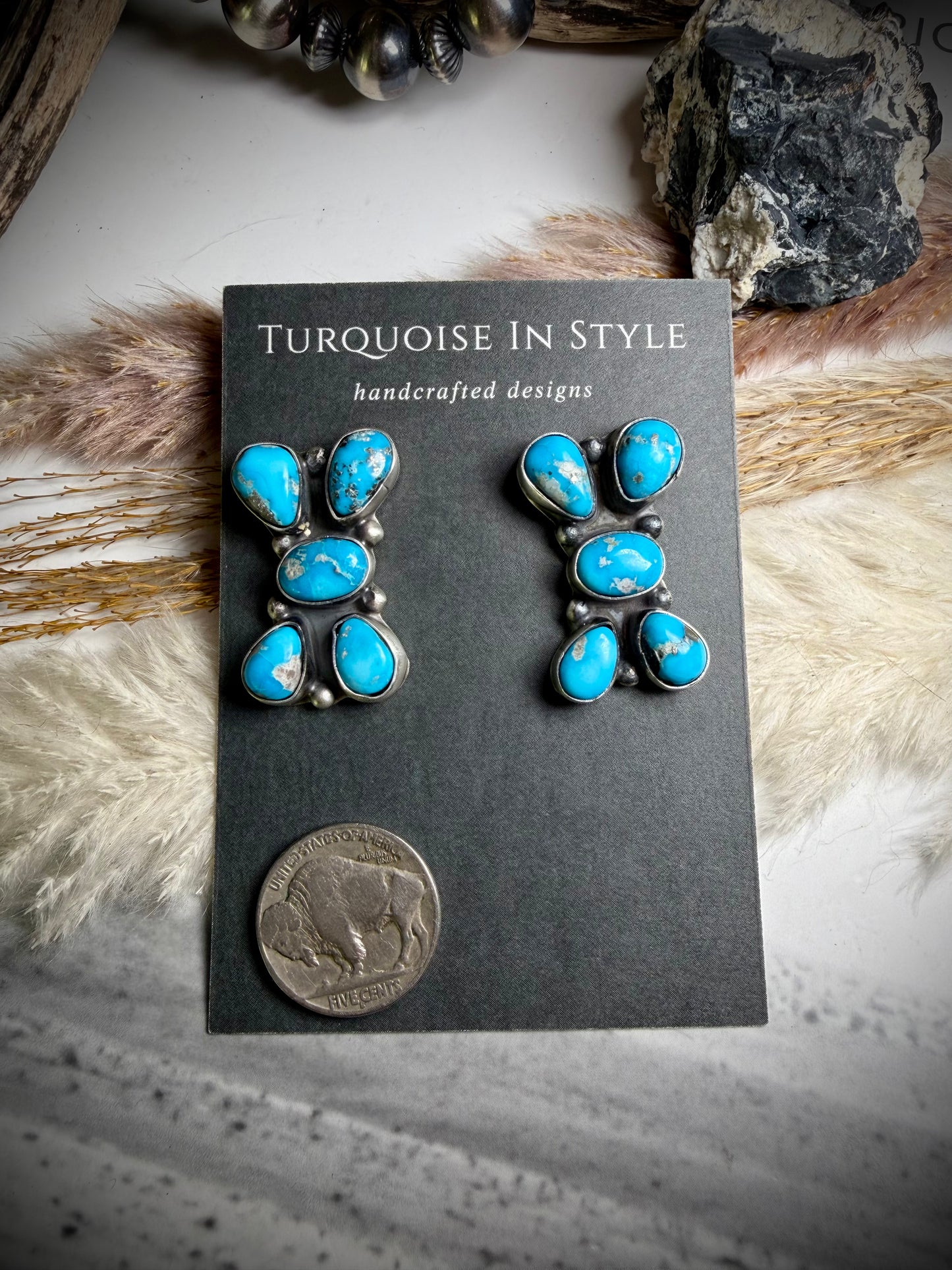 Ella Peter Bluebird Turquoise Five Stone Earrings