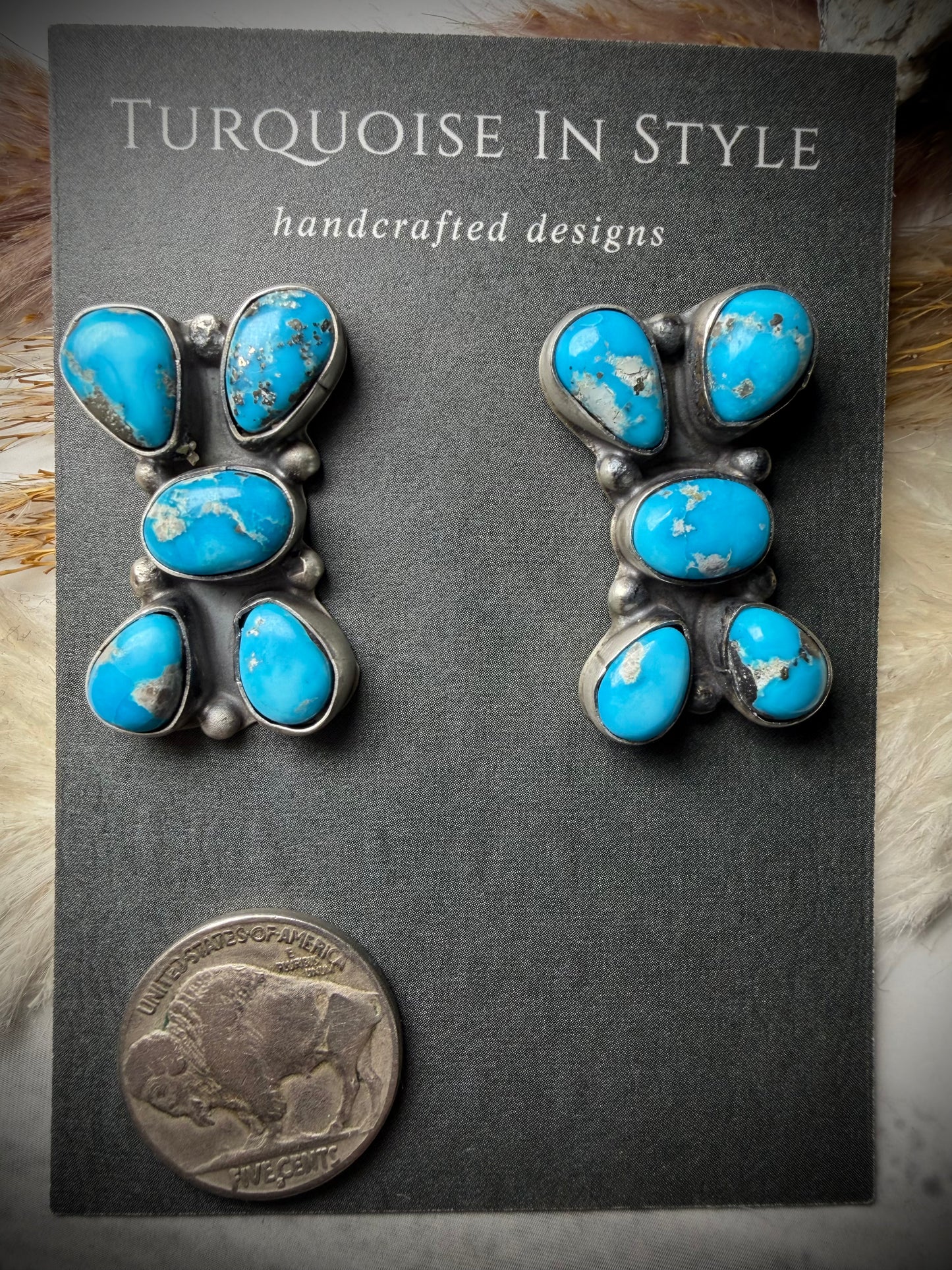 Ella Peter Bluebird Turquoise Five Stone Earrings
