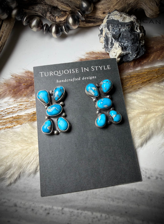 Ella Peter Bluebird Turquoise Five Stone Earrings