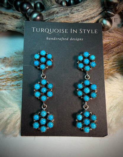 Flower Cluster Dangle Earrings