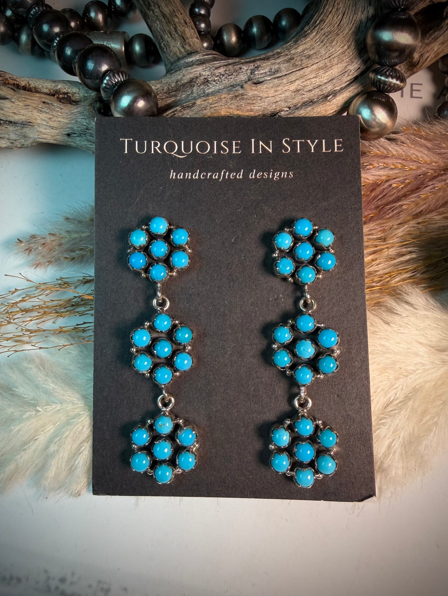 Flower Cluster Dangle Earrings