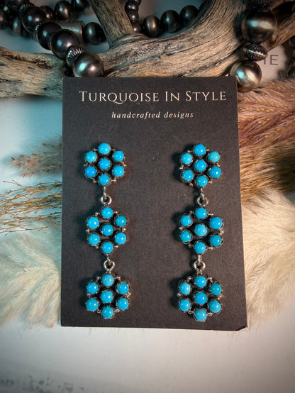 Flower Cluster Dangle Earrings