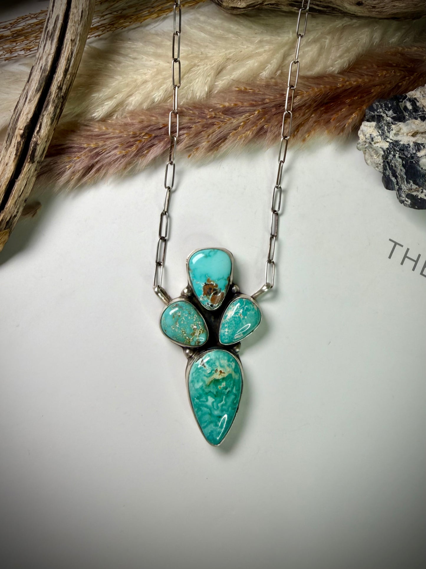 Ella Peter Four Stone Whitewater Turquoise Bar Necklace