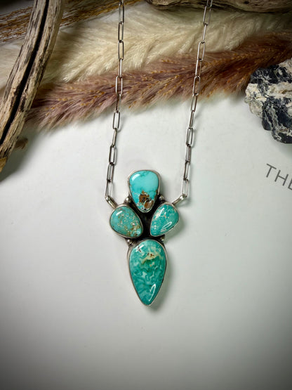 Ella Peter Four Stone Whitewater Turquoise Bar Necklace