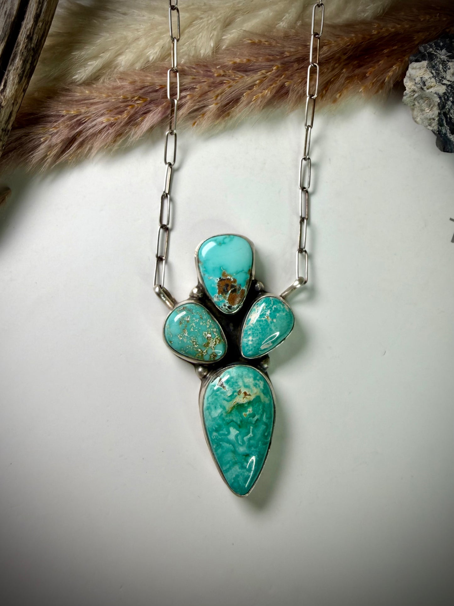 Ella Peter Four Stone Whitewater Turquoise Bar Necklace