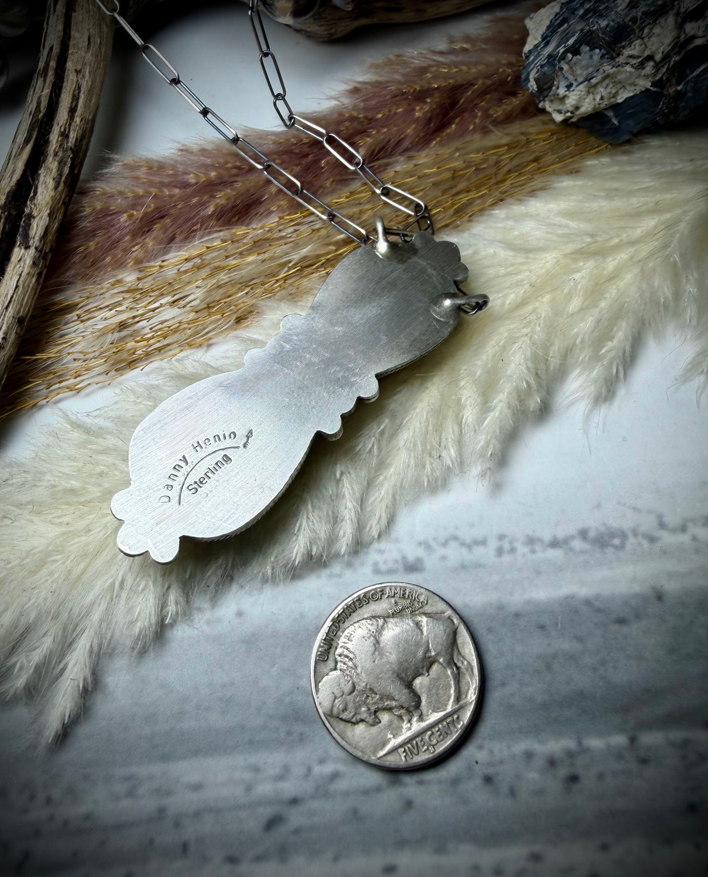 Blue Horizon Turquoise, Two Stone Pendant Necklace by Danny Henio