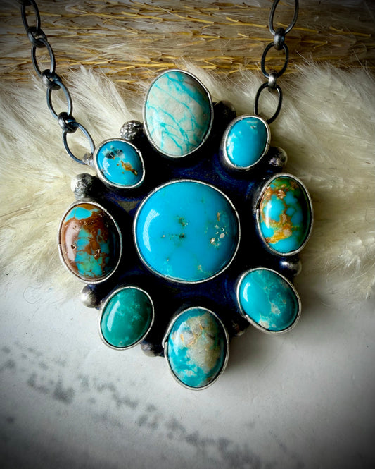 Fox Turquoise Cluster Necklace by Ella Peter