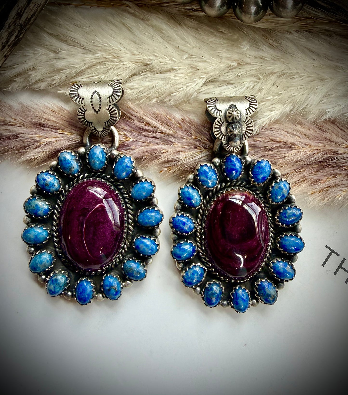 Lapis and Purple Spiny Cluster Pendant