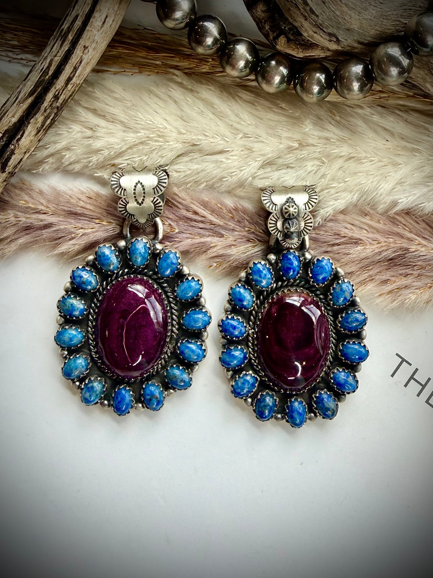 Lapis and Purple Spiny Cluster Pendant