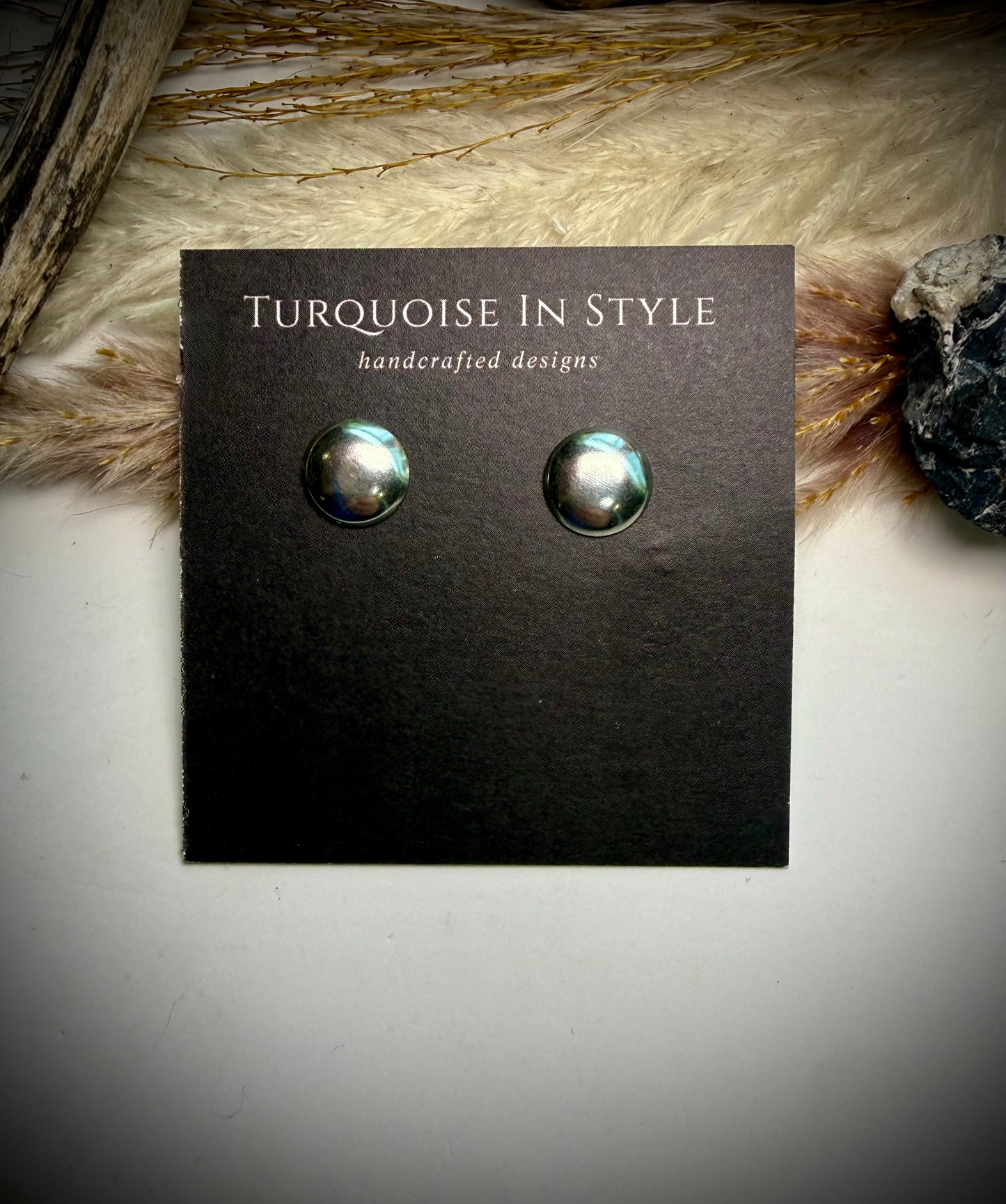 Sterling Half Pearl Studs- 11mm