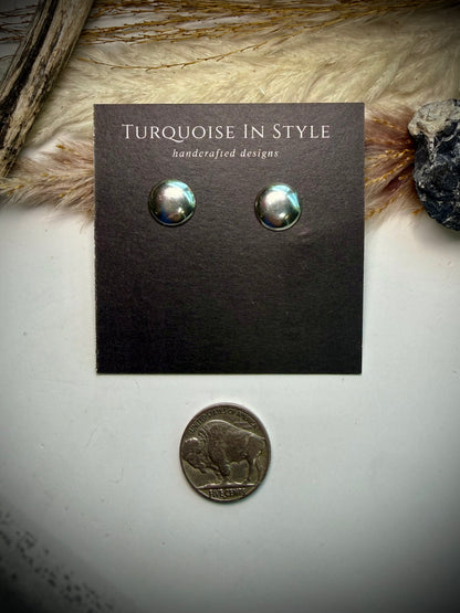 Sterling Half Pearl Studs- 11mm