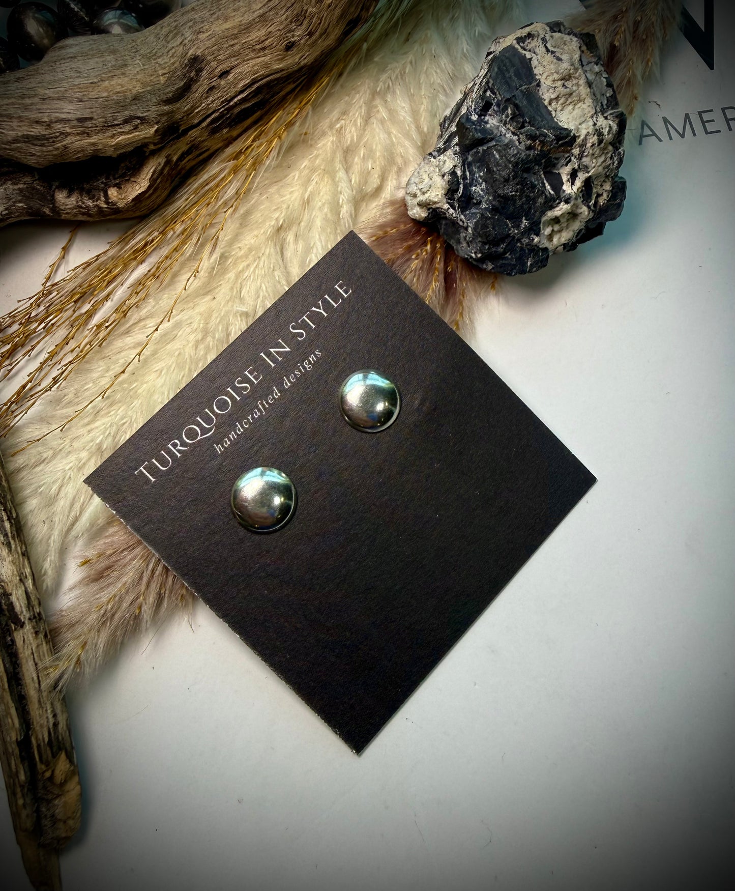 Sterling Half Pearl Studs- 11mm