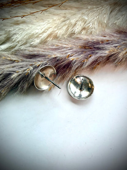 Sterling Half Pearl Studs- 11mm