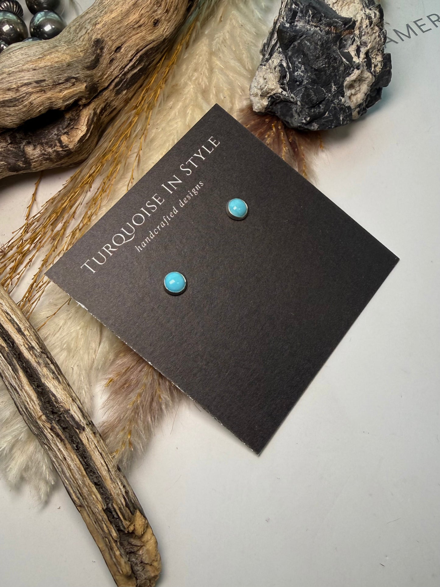 6mm Turquoise Stud Earrings